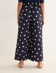 Whistle Tie Waist Printed Culotte, Navy Polka Dot Print product photo View 02 S