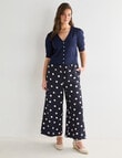 Whistle Tie Waist Printed Culotte, Navy Polka Dot Print product photo View 13 S