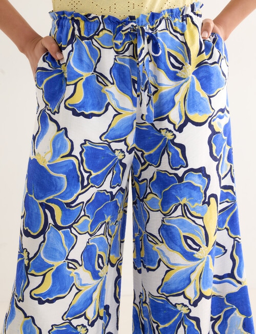 Whistle Sunshine Print Tie Waist Printed Culotte, Blue product photo View 05 L