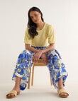 Whistle Sunshine Print Tie Waist Printed Culotte, Blue product photo View 07 S