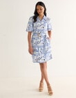 Whistle Scarf Print Shirt Dress, Blue product photo View 03 S