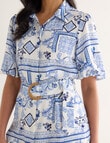 Whistle Scarf Print Shirt Dress, Blue product photo View 04 S