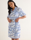 Whistle Scarf Print Shirt Dress, Blue product photo View 05 S