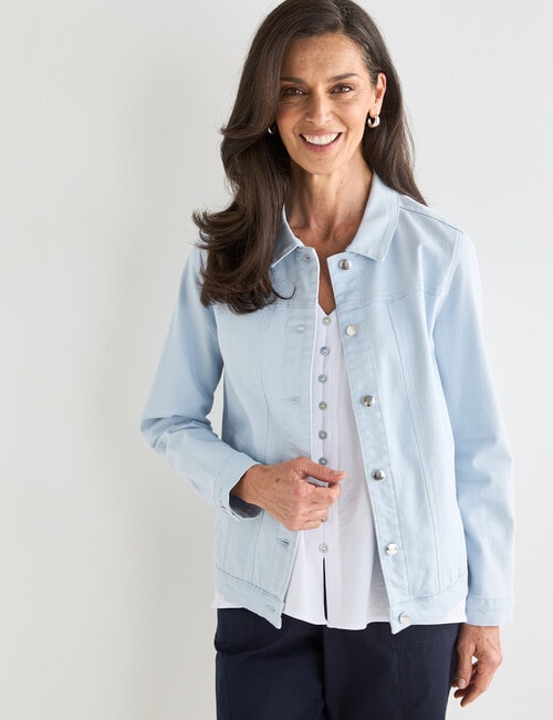 Ella J Coloured Stretch Cotton Jacket, Blue product photo View 04 L