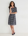 Ella J Elbow Sleeve Lace Dress, Navy & White product photo