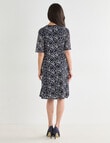 Ella J Elbow Sleeve Lace Dress, Navy & White product photo View 02 S