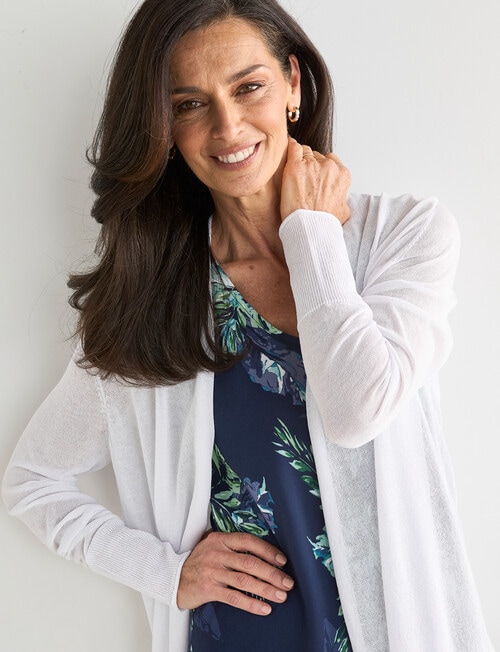 Ella J Drapey Summer Cardigan, White product photo