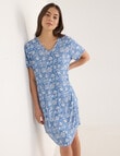 Whistle Sleep Printed T-shirt Nightie, Indigo, 8-22 product photo