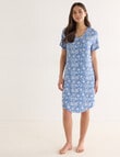 Whistle Sleep Printed T-shirt Nightie, Indigo, 8-22 product photo View 03 S