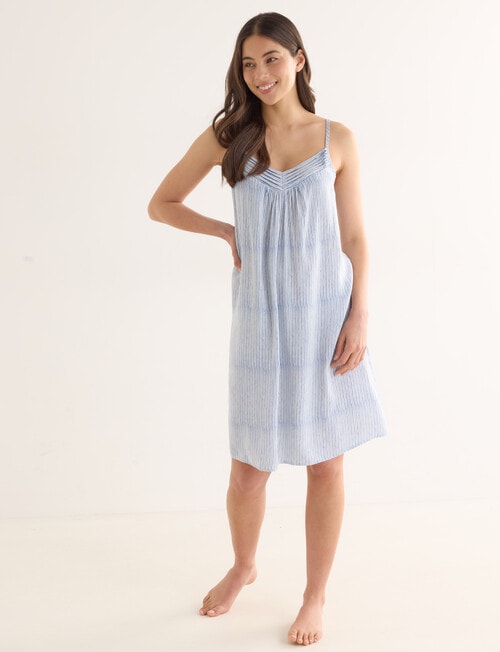 Whistle Sleep Stripe Strappy Nightie, Indigo, 8-22 product photo View 04 L