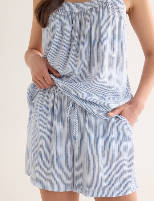 Whistle Sleep Stripe Crane Short PJ Set, Indigo product photo View 05 L