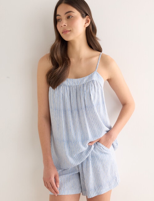 Whistle Sleep Stripe Crane Short PJ Set, Indigo product photo