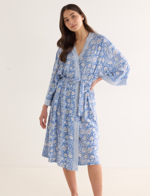 Whistle Sleep Print Robe, Indigo, 8-22 product photo