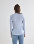 North South Merino Long Sleeve Scoop Neck Top, Blue Aura product photo View 02 S