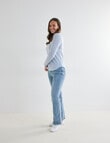 North South Merino Long Sleeve Scoop Neck Top, Blue Aura product photo View 03 S