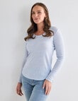 North South Merino Long Sleeve Scoop Neck Top, Blue Aura product photo View 04 S