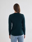 North South Merino Long Sleeve V-Neck Top, Bottle Green product photo View 02 S
