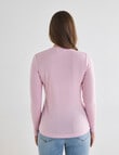 North South Merino Long Sleeve V-Neck Top, Sweet Pink product photo View 02 S