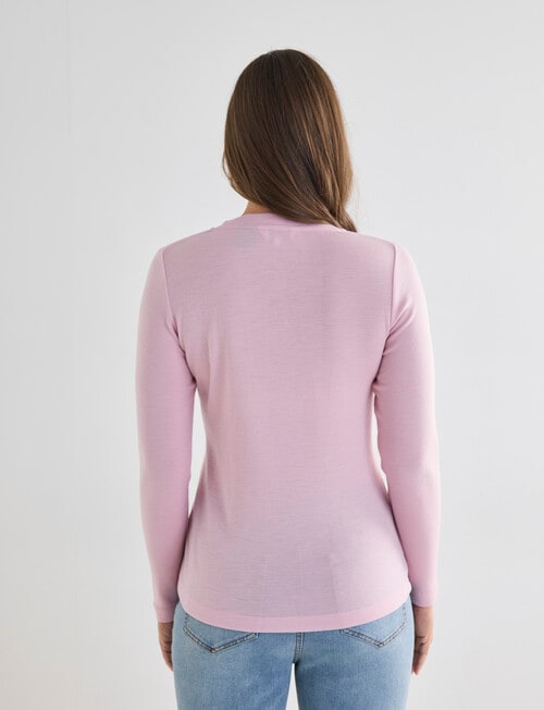 North South Merino Long Sleeve V-Neck Top, Sweet Pink product photo View 02 L