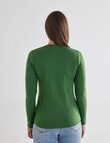 North South Merino Long Sleeve V-Neck Top, Cactus Green product photo View 02 S
