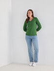 North South Merino Long Sleeve V-Neck Top, Cactus Green product photo View 03 S