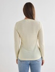 North South Merino Long Sleeve V-Neck Top, Mellow Yellow product photo View 02 S