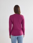 North South Merino Long Sleeve V-Neck Top, Soft Plum product photo View 02 S