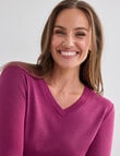North South Merino Long Sleeve V-Neck Top, Soft Plum product photo View 04 S