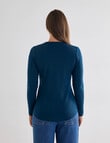 North South Merino Long Sleeve Round Neck Top, Tidal Teal product photo View 02 S