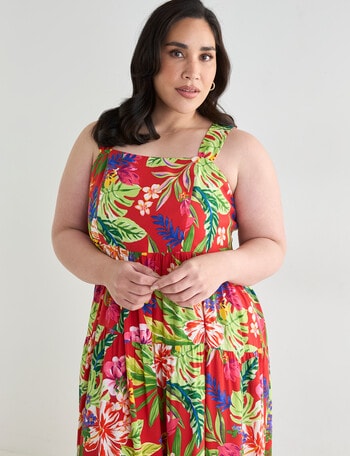 Studio Curve Printed Tropical Sundress, Red product photo