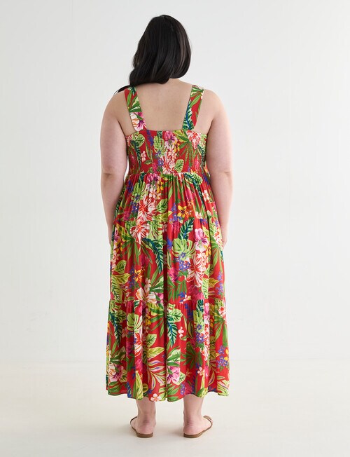 Studio Curve Printed Tropical Sundress, Red product photo View 02 L