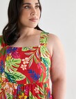 Studio Curve Printed Tropical Sundress, Red product photo View 04 S
