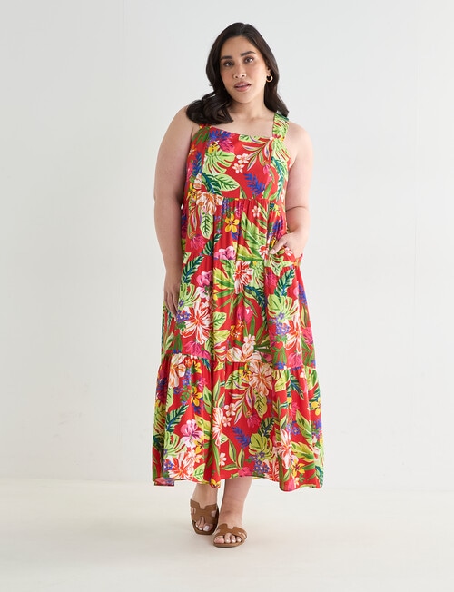 Studio Curve Printed Tropical Sundress, Red product photo View 07 L