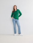 North South Merino Long Sleeve Round Neck Top, Jade Green product photo View 03 S