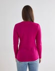 North South Merino Long Sleeve Round Neck Top, Vibrant Magenta product photo View 02 S