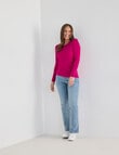 North South Merino Long Sleeve Round Neck Top, Vibrant Magenta product photo View 03 S