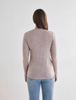 North South Merino Long Sleeve Round Neck Top, Almond Marle product photo View 02 S
