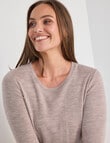 North South Merino Long Sleeve Round Neck Top, Almond Marle product photo View 04 S