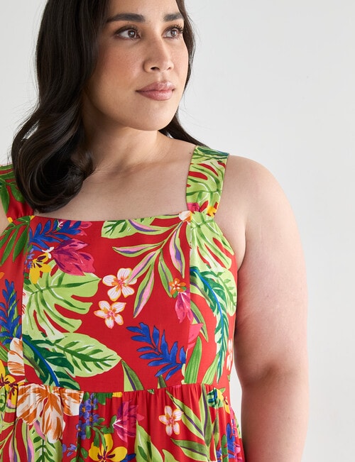 Studio Curve Printed Tropical Sundress, Red product photo View 04 L