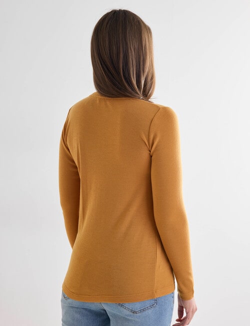 North South Merino Long Sleeve Round Neck Top, Golden Hour product photo View 02 L
