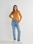 North South Merino Long Sleeve Round Neck Top, Golden Hour product photo View 03 S