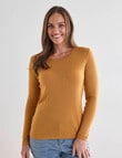 North South Merino Long Sleeve Round Neck Top, Golden Hour product photo View 05 S