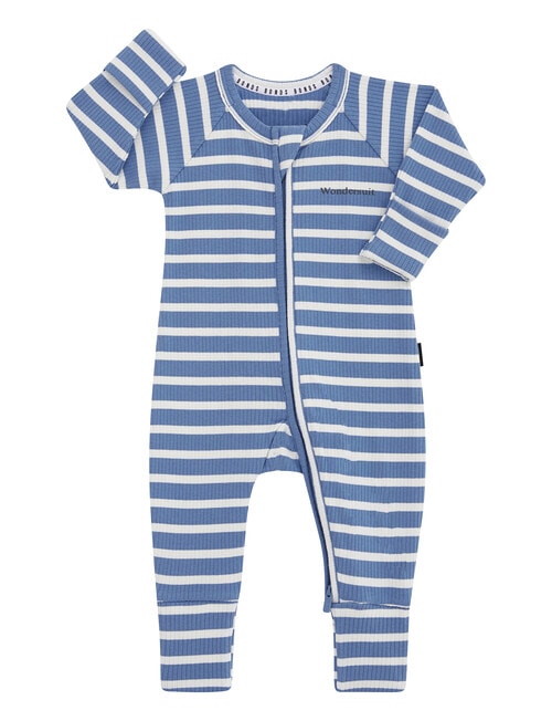 Bonds Roomies Stripe Rib Zippy Wondersuit, Blue product photo