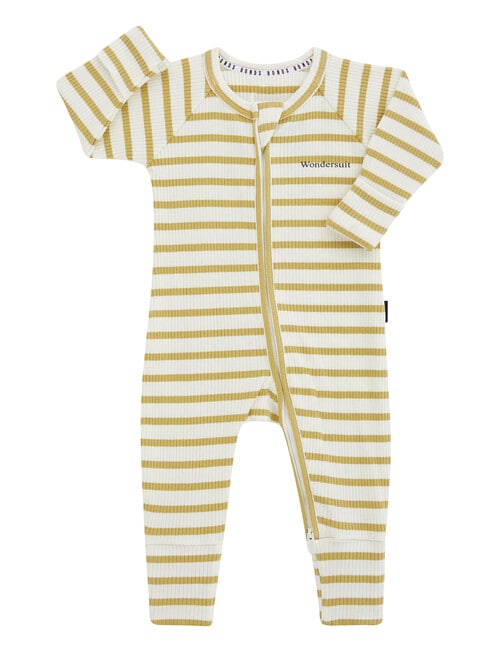 Bonds Roomies Stripe Rib Zippy Wondersuit, Clay & Marscapone product photo