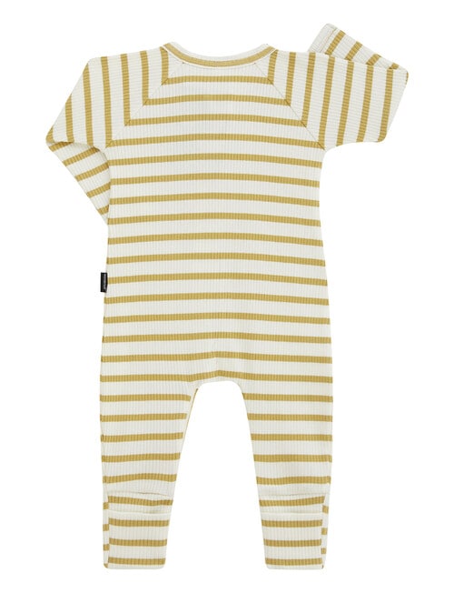 Bonds Roomies Stripe Rib Zippy Wondersuit, Clay & Marscapone product photo View 02 L