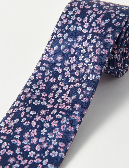 Laidlaw + Leeds Floral Tie, Navy product photo View 02 L