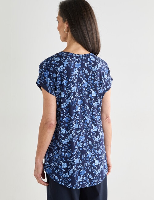 Ella J Print Boxy Tee, Navy product photo View 02 L