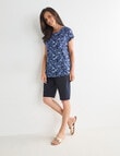 Ella J Print Boxy Tee, Navy product photo View 03 S