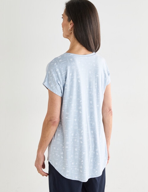 Ella J Seaside Print Boxy Tee, Pale Blue product photo View 02 L