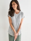 Ella J Palm Boxy Tee, Grey Marle product photo